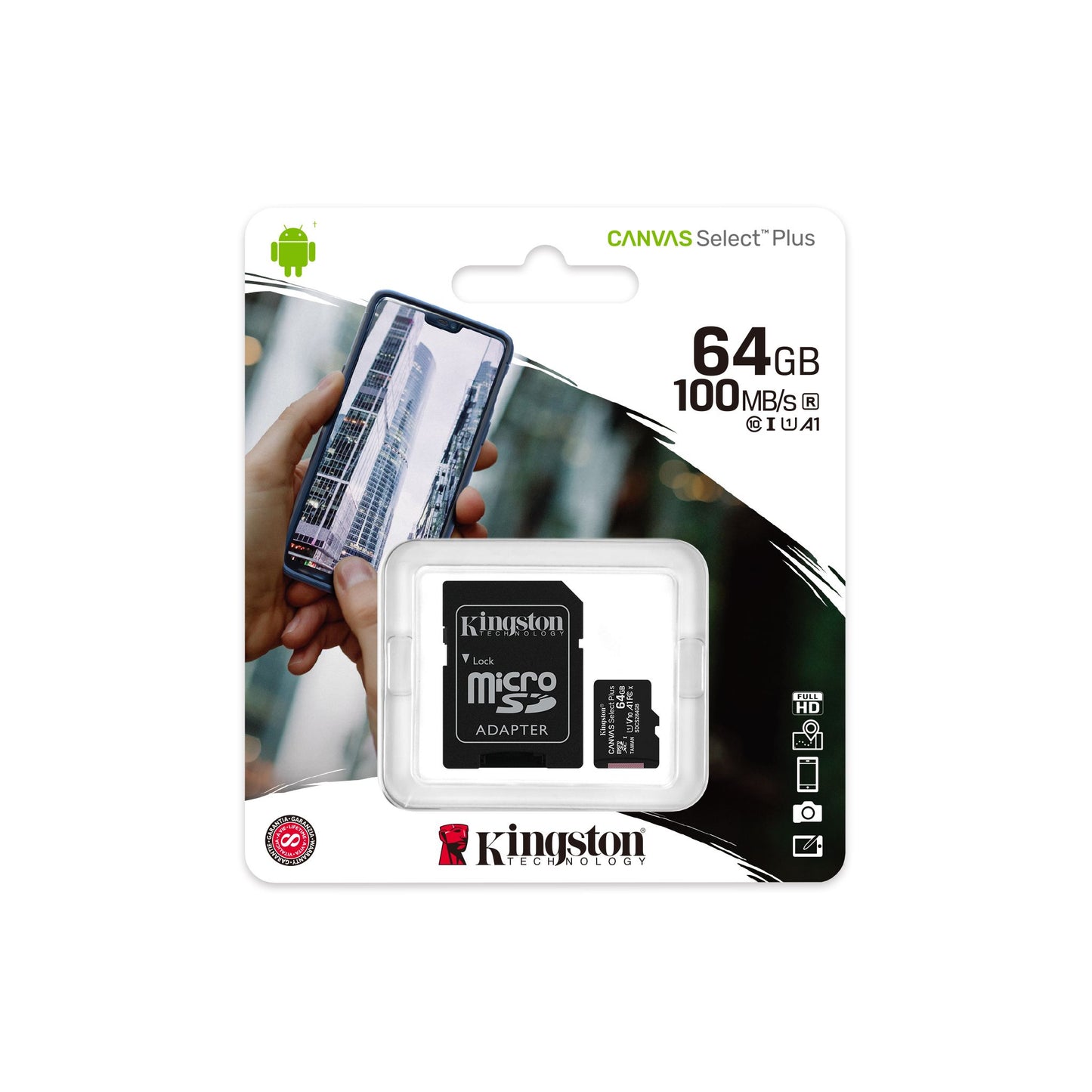 Carte mémoire Kingston avec adaptateur 64gb