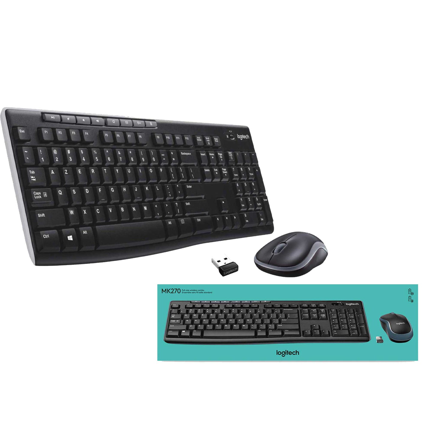 Pack clavier souris sans fils Logitech mk270 noir