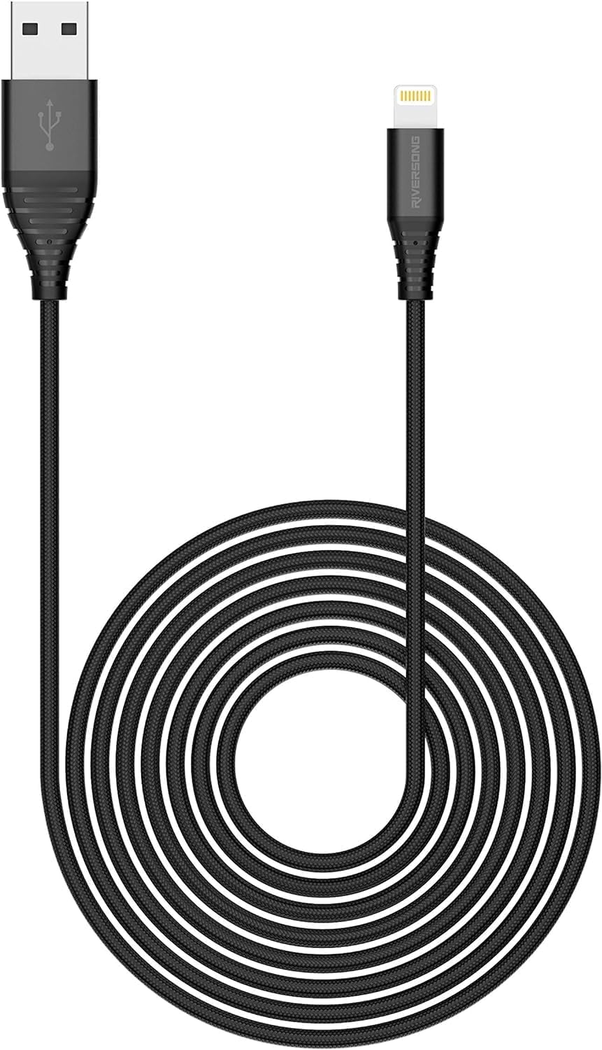 CÂBLE NOIR RIVERSONG ALPHA S NYLON LIGHTNING CHARGE RAPIDE 2.4A CHARGE/ SYNC 1M