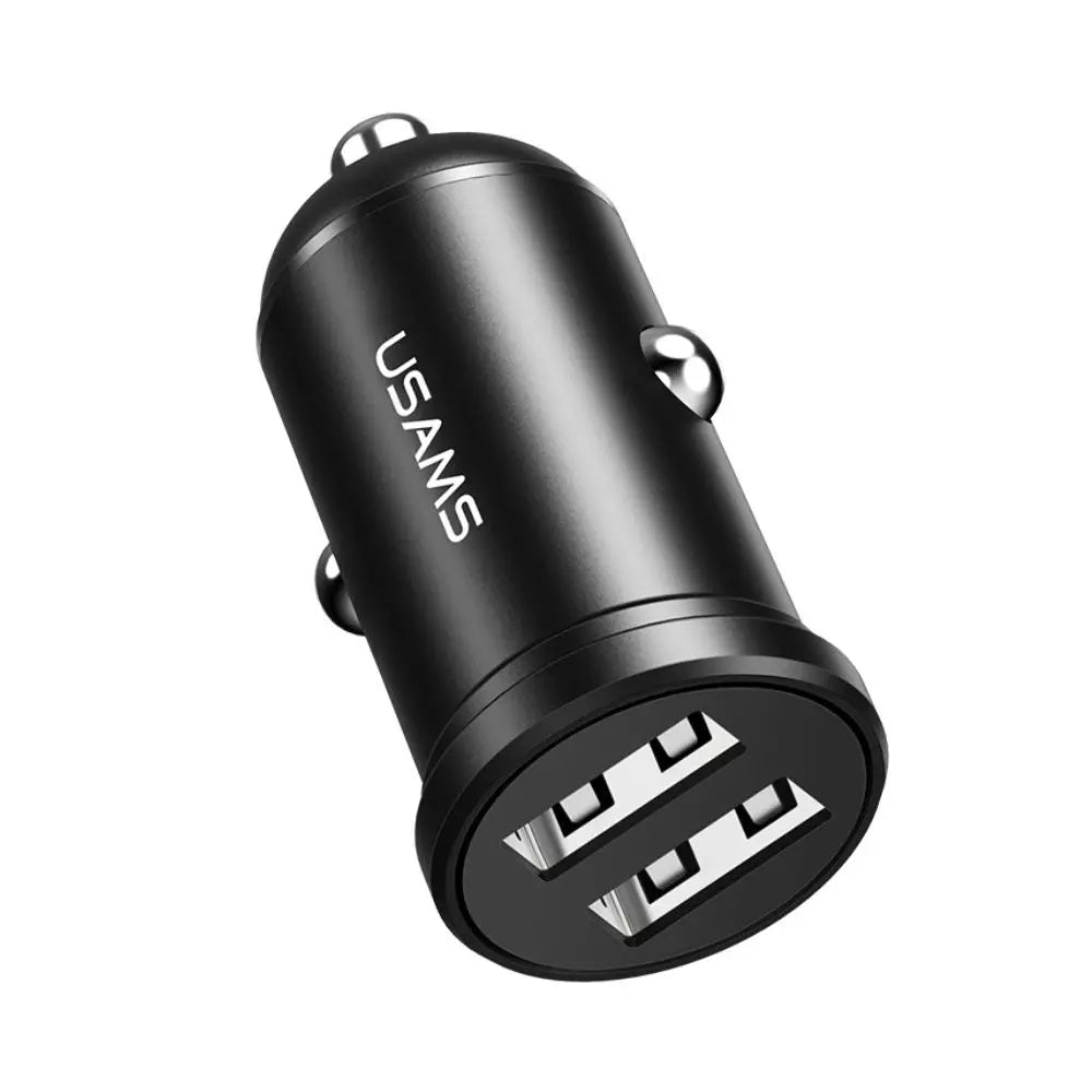 Mini Chargeur rapide Allume-Cigare Voiture double USB 2.4A Usams Noir