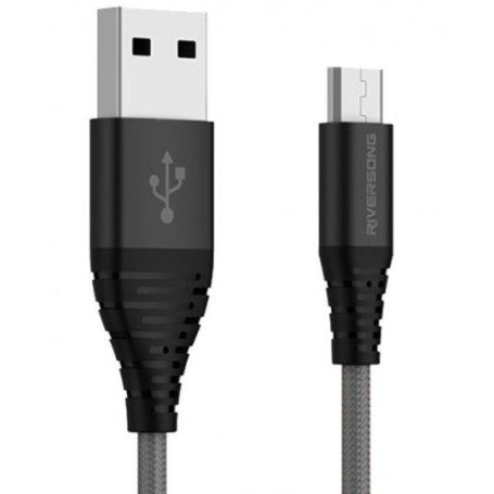 CÂBLE NOIR RIVERSONG ALPHA S NYLON MICRO USB CHARGE RAPIDE 2.4A CHARGE/ SYNC 1M