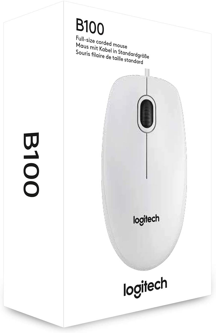 Souris Logitech B100 Optique fil USB Blanche
