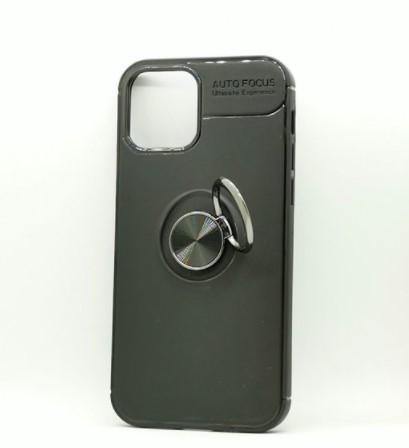 Coque silicone bague+aimant integrée noir Iphone 12/12 PRO (6,1") - boxmobile.fr